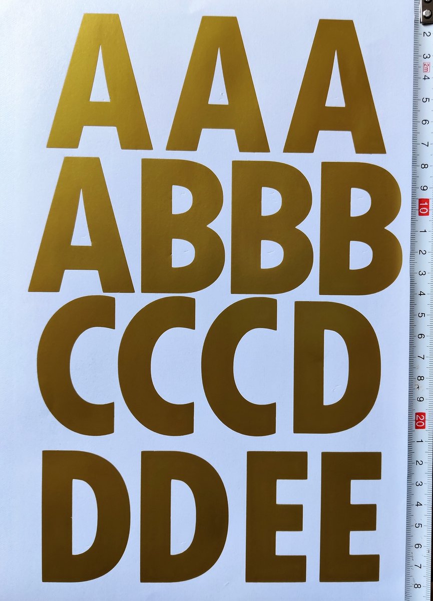 plakletters | alfabet stickers | stickervel | goud